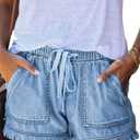 YOCUR Womens Lightweight Shorts Casual Baggy Trendy Hot Pants Elastic Waist Drawstring Comfy Shorts (X-Small)