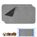Guinea Pig Cage Liner, 2 Pack - Washable, Reusable, Leakproof Fleece Bedding Pads for Small Animals with Anti-Slip Bottom - for C&C 2X4 Area, Gray