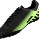 Vizari Santos Turf Soccer Shoes for Teen & Adult | Lightweight Football Turf Shoes with Dual Color Synthetic Upper | Durable Athletic Turf Shoes with Rubber Outsole for Men and Women (12, Black/Green)