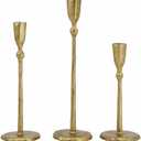 Rustic Gold Cast Iron Candle Holders Set of 2 - Vintage Style Candlesticks for Elegant Home Dcor - L:D3.5x12 / M:D3.5x10 / S:D3.5x8
