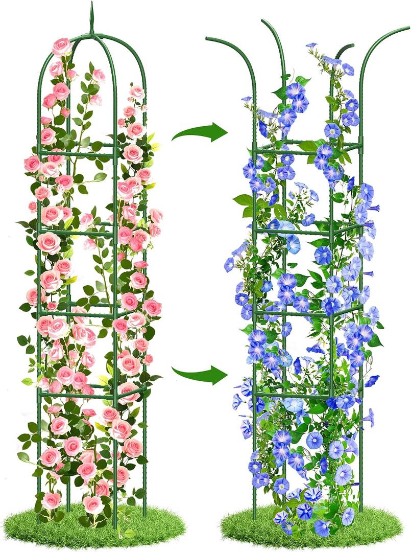 Trellis for Climbing Plants Outdoor, 6FT Garden Obelisk Rustproof PE Coated Metal Potted Plant Climbing Support, Thickened Tube Plant Tower Trellis for Clematis Vine Support Indoor (Pack of 1)