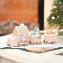 Gingerbread Train Decor Gingerbread Christmas Decorations Indoor Resin Santa Statue Train Figurines Christmas Kitchen Table Party Deco