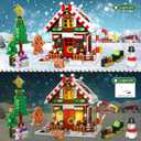 Christmas Gingerbread House Building, Christmas Village House Building Set, Contain Christmas Tree and Train, Xmas Brick Toy Gifts for Adults Teens and Kids 1288PCS (Brown)