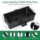 Medium Outdoor Electrical Box(10.4x6x4.2inch), IP54 Waterproof, Weatherproof Connection Box w/6 Cable Entry Ports, Extension Cord Cover Protect Power Strip, String Lights, Timer, Plug, Black