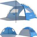 Elegear Beach Tent Sun Shelter with Canopy, 4-5 Person Pop Up Beach Tent Cabana, Easy Setup UPF 50+ UV Protection Portable Lightweight Double Silver Coating Sun Shade Shelter - Dark Blue