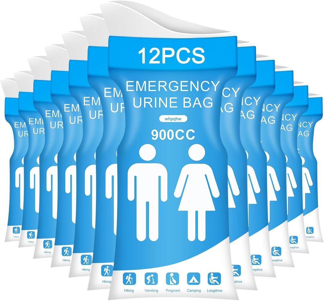 12PCS Disposable Urine Bags,Leakproof Emergency Pee Bag for Travel, Large