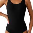 Aleumdr Womens Color Block Print One Piece Swimsuits Athletic Training Swimwear Bathing Suits (Black, S)