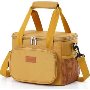 Lifewit Medium Lunch Bag Insulated Lunch Box Soft Cooler Cooling Tote for Adult Men Women, Brown 12-Can (9L)