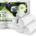 2 x PE 4 Gallon Trash Bags, 105 Count - Unscented Small Garbage Can Liners for Bathroom, Kitchen, Office, White 4 Gal Trash Can Bags