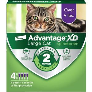 Advantage XD Large Cat Flea Prevention & Treatment For Cats over 9lbs. | 4-Topical Doses, 2-Months of Protection Per Dose