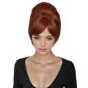 Linfairy 1960s Short Beehive Wig Perfect for Halloween Party Cosplay Bauffant Wigs (Brown)