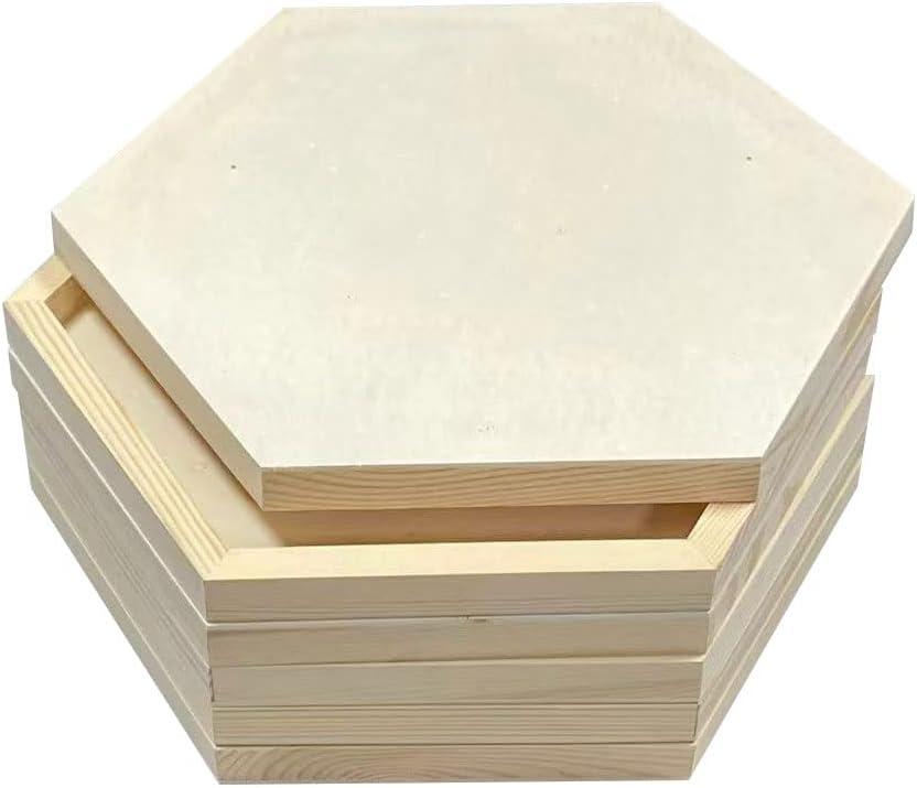 12x14 in Wood Panel Boards Wooden Hexagon Shaped Canvas for Painting Crafts(6 Pieces)