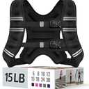 Zeerun 15LBS Weighted Vest for Women & Men with Reflective Stripe and Adjustable Buckle, Comfortable & Durable Rucking Vest for Walking, Running & Strength Training, black