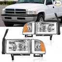 LED DRL Headlight Assembly for 1994-2001 Dodge Ram 1500
for 1994-2002 Ram 2500 3500(DON'T Fit SPORT Models or Ram VAN Models) Chrome Housing Amber Reflector