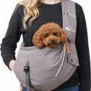 Pet Sling Carrier for Small Dogs and Cats, Hands-Free Crossbody Bag with Safety Leash, Multiple Pockets, Gray, 5-15 lb