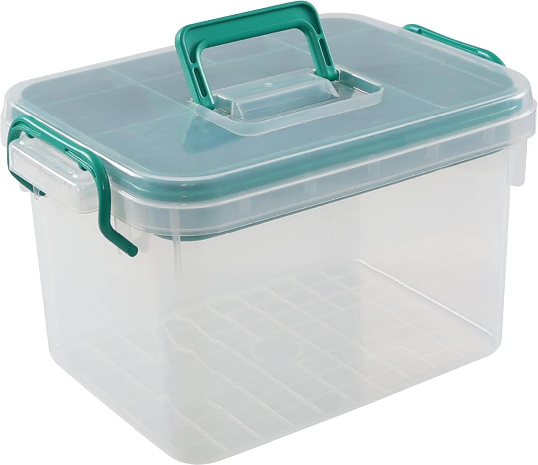 Vababa Clear First Aid Box, Plastic Storage Container with Locking Lid & Handle