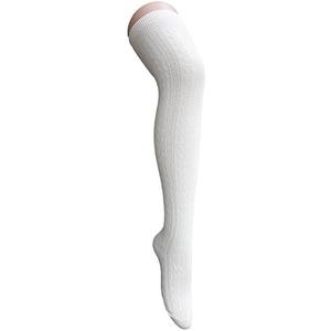 Century Star Women's Casual Athlete Striped Over Knee Thin Thigh High Tights Long Stocking Socks A 1 Pair Pure White One Size