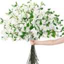 30 Pcs Artificial Faux Bougainvillea Fake Flower Silk Bougainvillea Branches UV Resistant Outdoor Indoor Decoration for Wedding Home Centerpieces Outside Decor (White)
