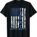 Support Fight USA Flag Type 2 Type 1 Diabetes Awareness T-Shirt S