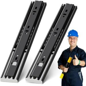 YENUO Push to Open Drawer Slides Full Extension Rail 12 14 16 18 20 22 24 inch handleless Side Mount Dresser Cabinet Bracket Replacement Ball Bearing Tracks kit Guide Runner 100 lb 1 Pair