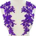 Handmade Shining Rhinestones lace Applique Patches Sewing Beads Sequins Stone Trim Accessories for Wedding Dress one Pair/Bag (Purple)