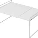 Nxconsu Expandable Cabinet Shelf Organizer Riser for Kitchen Pantry Cupboard Under Sink Countertop Home Storage Organization Rack Space Saver Freestanding Heavy Duty Nonslip Stackable White X Large