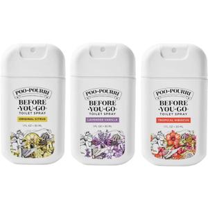 Poo-Pourri Before-You-Go Pocket Toilet Spray, Travel Essentials, 1 Fl Oz, Spring Variety 3 Pack, Each Up to 50 Uses, On-The-Go Bathroom Odor Deodorizer with Essential Oils, TSA Approved Size, 3 Scents