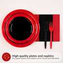 96Pcs Red and Black Birthday Party Supplies Black and Red Carpet Prom Graduation Plates and Napkins Tableware Sets for Men Baby Shower Vip Spooky Theme Fiesta Congrats Graduation Decorations Serve 24