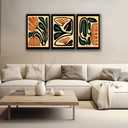 XIGBAWAN 3Pcs Mid Century Floral Wall Art Boho Abstract Botanical Canvas for Living Room Bedroom Office Decor 16x24 Inch