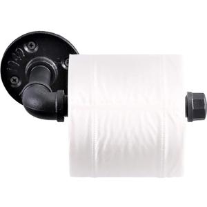 Industrial Pipe Toilet Paper Holder, Heavy Duty DIY Vintage Rustic Farmhouse Style Wall Mount Iron Paper Roll Holder,Towel Rack with Hardware for Bathroom, Kitchen, Bedroom, Matte Black