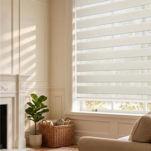 HESTIA Cordless Light Filtering Zebra Blinds, White, 47" W x 54" H