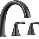 High Flow Roman Tub Faucet with Sprayer, Oil-Rubbed Bronze Deck Mount Bathtub Faucet 5 Hole with Valve, Solid Brass 3-Handle Widespread Bathtub Faucets with Hot & Cold Supply Lines