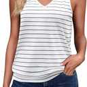 Womens Tank Casual V Neck Summer Spring Beach Vacation Clothes Loose Fit Cute Outfit 2026 Fashion Sleeveless Tops (Medium, Strap White)