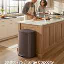 SONGMICS 20-Gallon (75 L) Trash Can, Stainless Steel Kitchen Garbage Can, Recycling or Waste Bin, Soft Close, Step-On Pedal, Removable Inner Bucket, Brown ULTB075MZ01