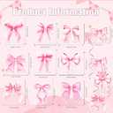 2 x Pink Bow Party Hanging Swirls Decorations, Pink Bow Banner Hanging Swirls for Girls Birthdays, Baby Showers, Bridal Showers, Bachelorette Parties