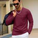 TACVASEN Mens Long Sleeve Tee Shirts Cotton Lightweight Casual Pocket Crew Neck Work T Shirts for All Season (M)