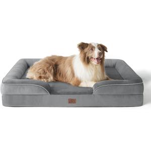 Bedsure Orthopedic Dog Bed for Large Dogs - Big Washable Dog Sofa Beds Large, Supportive Foam Pet Couch Bed with Removable Washable Cover, Waterproof Lining and Nonskid Bottom, Grey (38.0"L x 28.0"W x 6.5"Th)