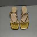 Women's Kitten Heels Sandals Flip Flops Low Heels Slip On Slides 1.8-2 Inch Heeled Square Open Toe Sandals for Women (Gold)