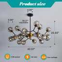 Hesoge 20 Light Extra Large Sputnik Chandelier Mid Century Modern Black and Gold Ceiling Light Fixture with Glass Globe Pendant Light Hanging for Dining Room Kitchen Living Room Foyer.
