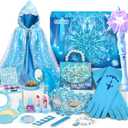 Golray Toys for Girl Gift Kids Makeup Kit Winter Princess Dress Up Set, Purse & Ice Cape & Real Make up & Nail Polish & Snow Wand, Birthday Gift Toys for Little Girls Toddlers Age 3 4 5 6 7 8 Year Old