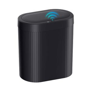 Jinligogo 5 Gallon Bathroom Trash Can with Lid, Automatic Motion Sensor Black Trash Can, Touchless Slim Waterproof Garbage Bin for Kitchen, Bedroom, Office, and Bathroom