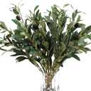 5PCS Artificial Olive Branches for Vases 18.9 Inch Faux Olive Tree Stems with Fruits,Fake Plants Greenery Leaves for Home Decor Weddings Party Floral Arrangement