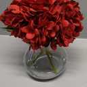 Hollyone Hydrangea Artificial Flowers in Vase Red Silk Fall Fake Flowers Arrangements with Glass Vase with Faux Water Faux Floral Bulk Bouquet for Office Table Centerpiece Shelf Home Decorations