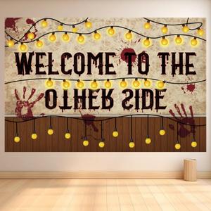 Welcome to The Other Side Backdrop, 59x39.4in Party Decor Halloween Birthday Theme Photo Props Banner for Home & Room Decoration