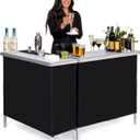 GoBar Portable Double Bar Table Set - Mobile Bartender Station for Events - Includes Carrying Case - Standard or LED