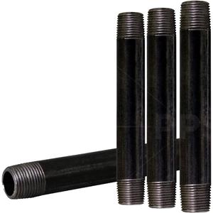 1 x 10 Inch Steel Black Pipe (4-Pack), Heavy Duty Industrial Malleable Steel Pipes, 1'' x 10'' Pre Cut Threaded Pipe Nipple Great For All DIY Furniture Projects And Black Pipe Shelving