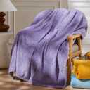 NEWCOSPLAY Super Soft Throw Blanket Lavender Premium Silky Flannel Fleece Leaves Pattern Lightweight Bed Blanket All Season Use Lavender, Throw(50"x60")