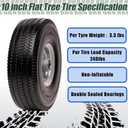 4.10/3.50-4 Tire & Wheel Flat Free, 2 Pcs Heavy Duty Solid PU Non-inflated Tires with Double Sealed Bearings, 5/8 in Axle Bore Hole & 2.15 in Offset Hub for Dolly/Garden Cart/Wheelbarrow/Wagon, 2 Pack Tires