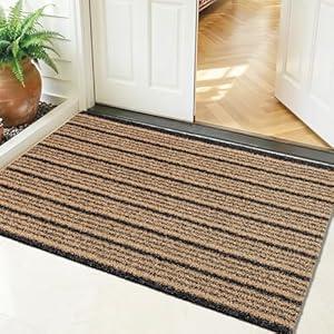 DOMUSTEX Outdoor Front Door Mat 24" x 36", Dirt Trapping Outside Entrance Rug, Non Slip Shoe Scraper, Heavy Duty Commercial Rug for Patio, Garage, Traffic Area, Office, Roll Packing, Beige
