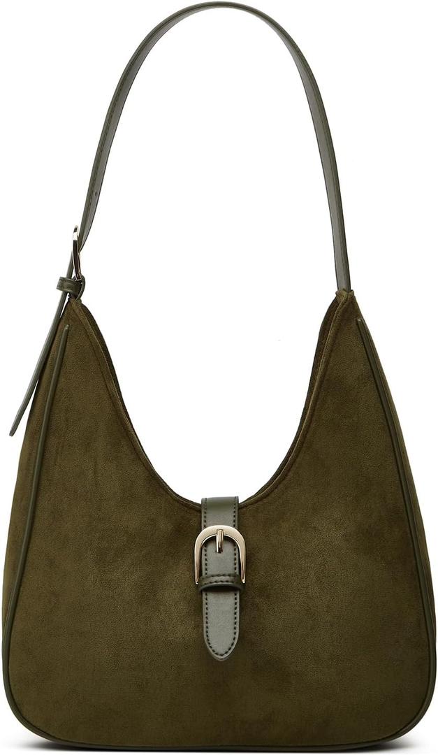 Retro Suede Shoulder Bag For Women Underarm Bag Winter Women's Hobo Bag Purse Tote Bag Commuter Handbag (Army Green)